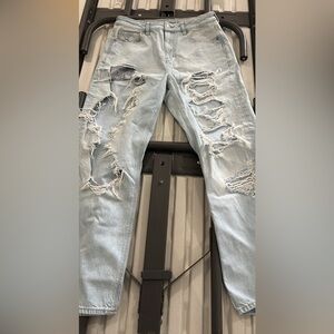 American Eagle Outfitters Light Blue Distressed Skinny Jeans